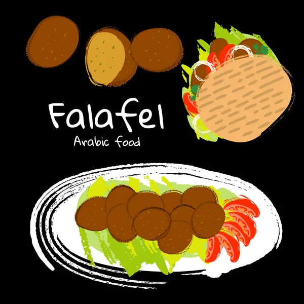 Vektorillustration traditionelles arabisches und jüdisches Essen Falafel, Falafel in Pita. — Stockvektor