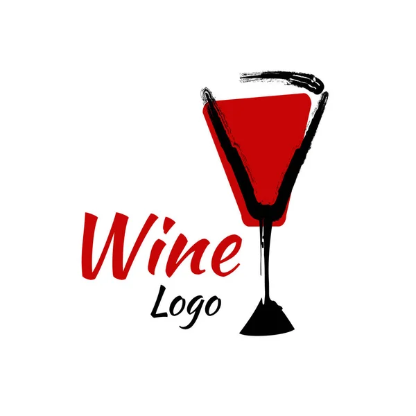 Vector illustration a wine logo symbol black red color isolated on white — Stock Vector