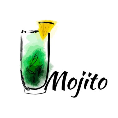 Vector illustration a mojito cocktail glasses isolated on white
