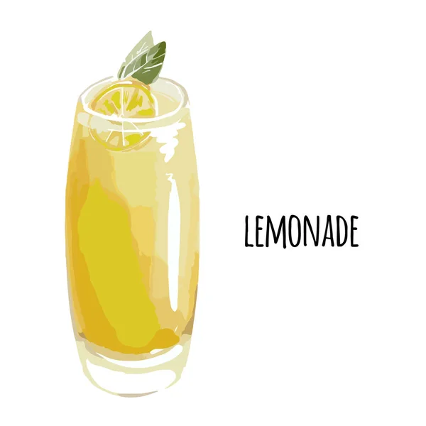 Copa de Limonada Coctel Bebida de color amarillo, aislado — Vector de stock