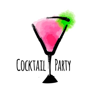 Cosmopolitan cocktail glasses isolated on white , a cocktail party symbol vector illustration