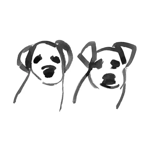 Vektor illusztráció egy kutya fej rajzfilm kontúr elszigetelt fehér — Stock Vector