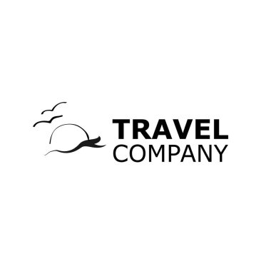 Logo travel agency sun and sea symbol black color