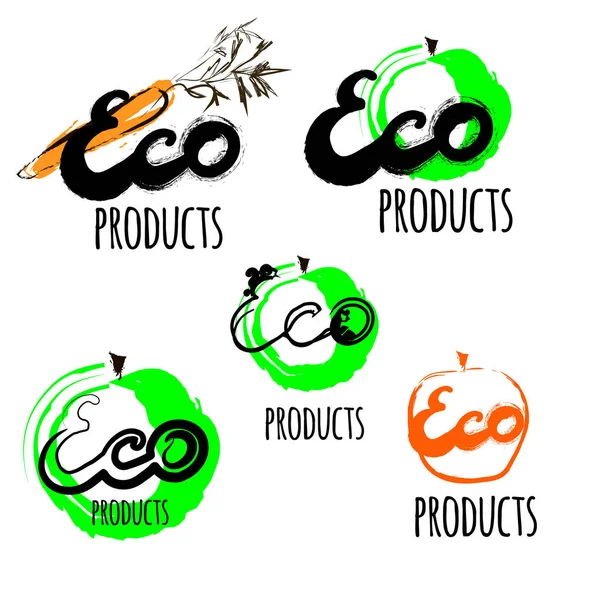 Логотип набор экологических продуктов на белом фоне — стоковый вектор
