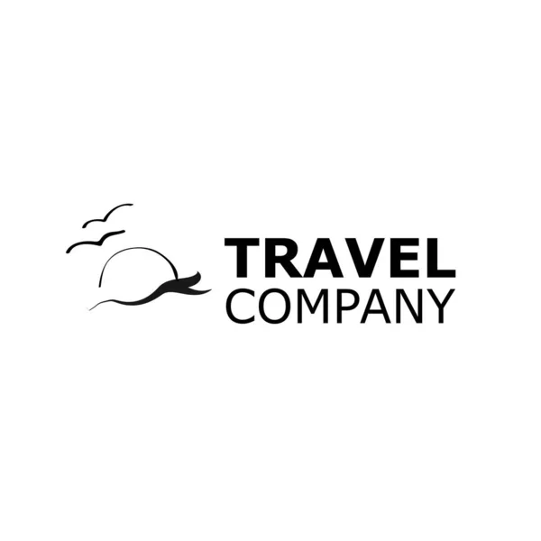 Logo travel agency sun and sea symbol black color — ストックベクタ