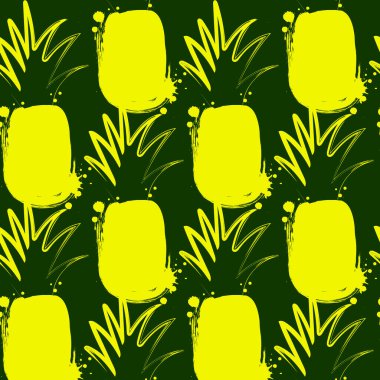 Kusursuz desenli sarı ananas mavi yeşil arka planda