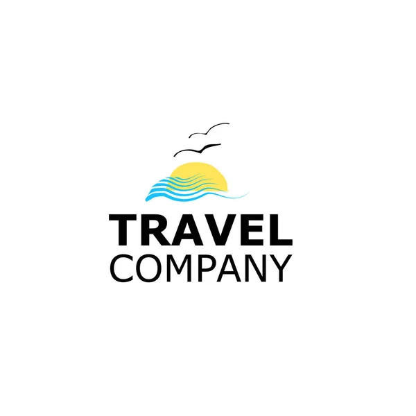 Vector Logo agence de voyage jaune soleil et bleu mer — Image vectorielle