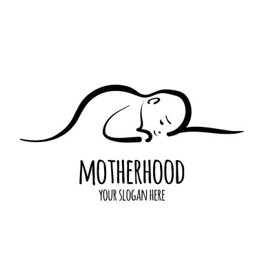 Çizgi çizimi, çocuk doğumu. Annelik. Contour sembolü. Vektör izole çizgisi