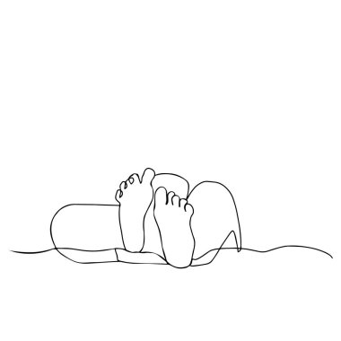 Vektör çizgisi çizimi yeni doğmuş bebek. Contour sembolü. izole çizimler. satır sanatı