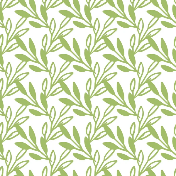 Vector Seamless pattern leaves green color, Botanical Floral Decoration Texture. — Stockvektor