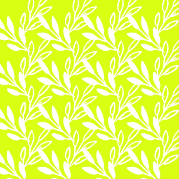 Vector naadloos patroon bladeren geel witte kleur, Botanische Bloemen Decoratie Textuur. Behang — Stockvector