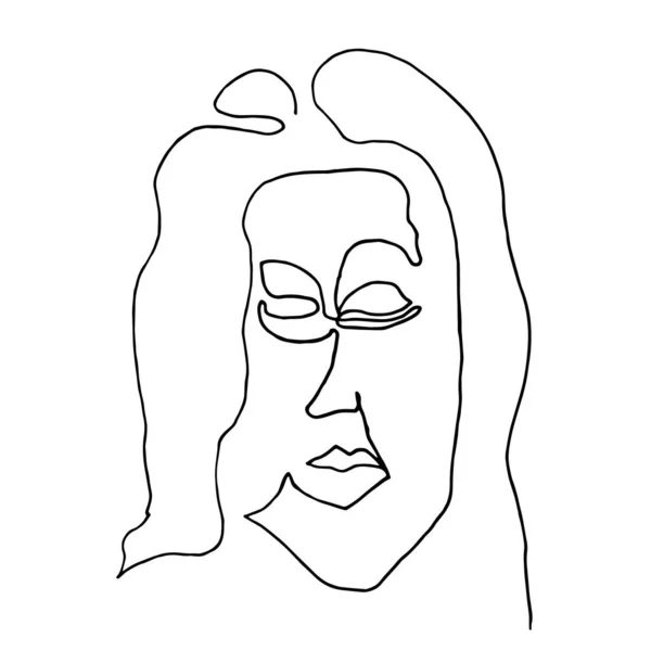 Vektor linje illustration ansikte kvinna. linjekonst — Stock vektor