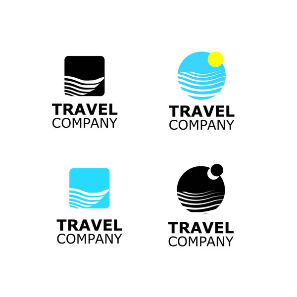 Vector Logo agencia de viajes símbolo azul mar en blanco — Vector de stock