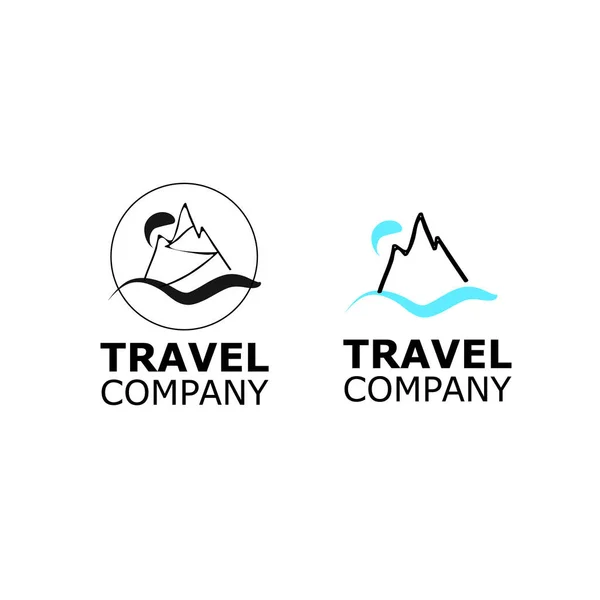 Vektör Logosu seyahat acentesi sembolü dağ beyazı üzerinde — Stok Vektör