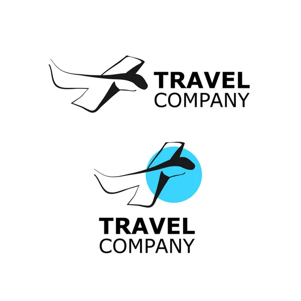 Aerei simbolo agenzia di viaggi Vector Logo su bianco — Vettoriale Stock