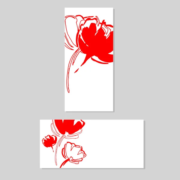 Flyer modèle, carte de vœux avec une image graphique d'une fleur en rouge — Image vectorielle