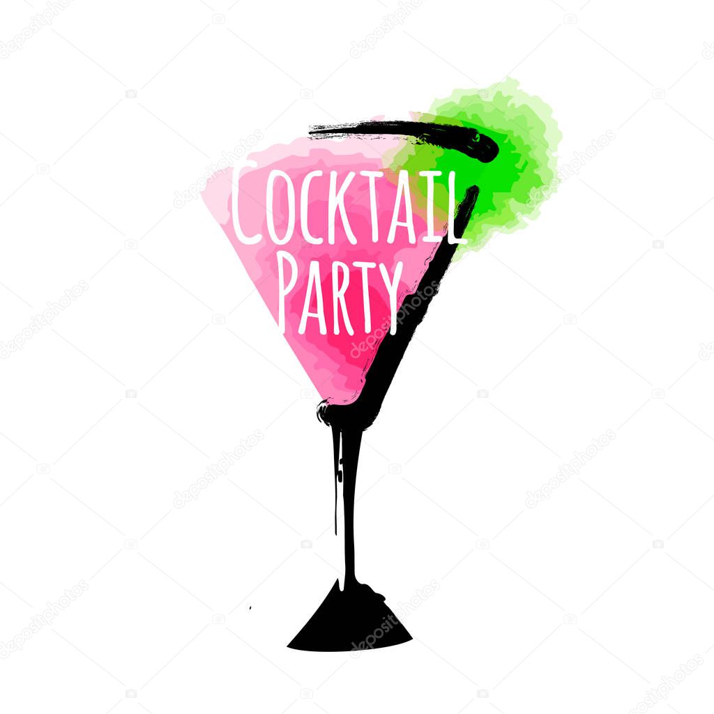 Cocktail glasses isolated on white background, a cocktail party symbol vector illustration
