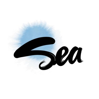 Yaz baskısı tasarımı için el yazısıyla yazılmış deniz kelimesiyle vektör illüstrasyonuName