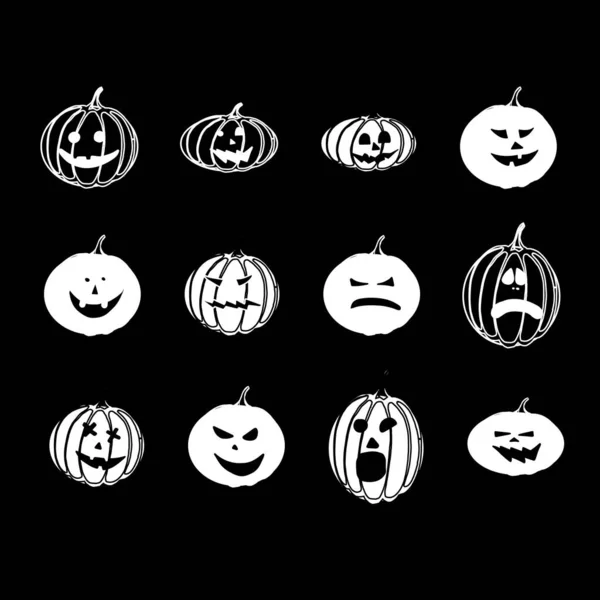 Egy illusztráció egy rajzfilm Halloween sütőtök mosoly arc fekete — Stock Vector