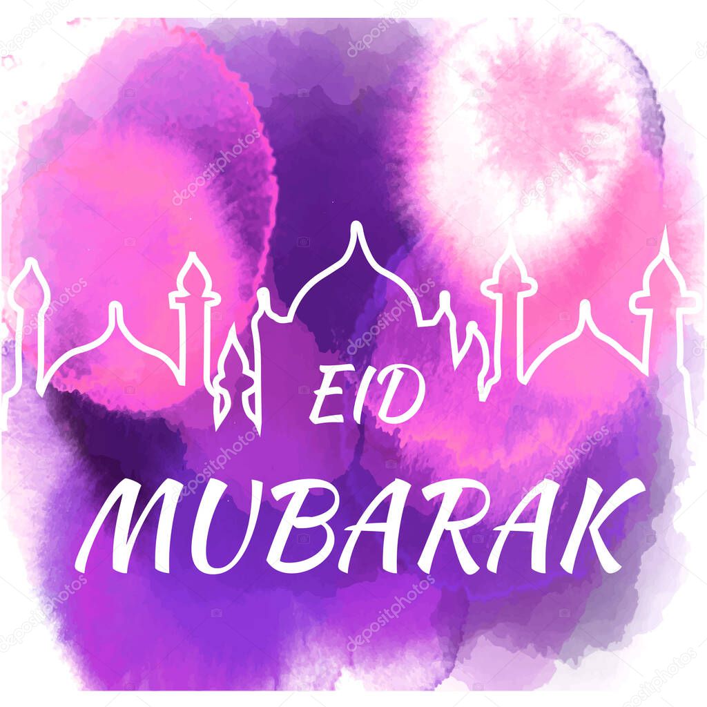 Vector illustration of eid mubarak, muslim traditional