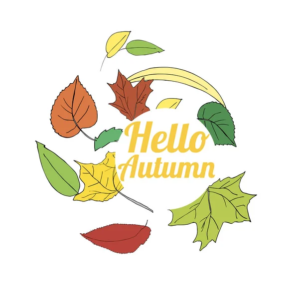 Ilustración vectorial hojas de otoño aisladas en blanco — Vector de stock