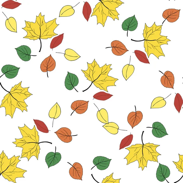 Vektor Illustration nahtlose Muster Herbstblätter auf weiß — Stockvektor