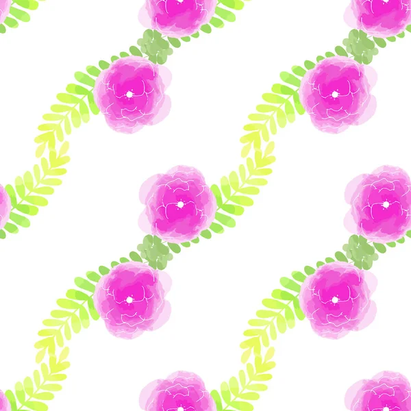 Vektor Illustration nahtlose Muster Aquarell rosa Blumen auf weiß — Stockvektor