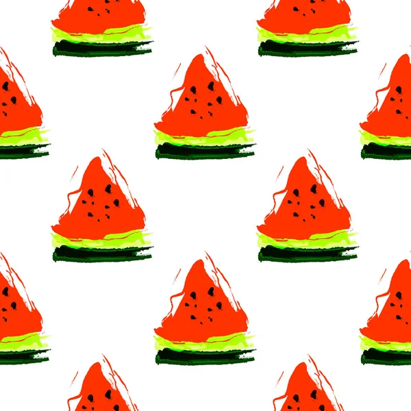 Vector Illustration nahtlose Muster Wassermelone auf weiß — Stockvektor