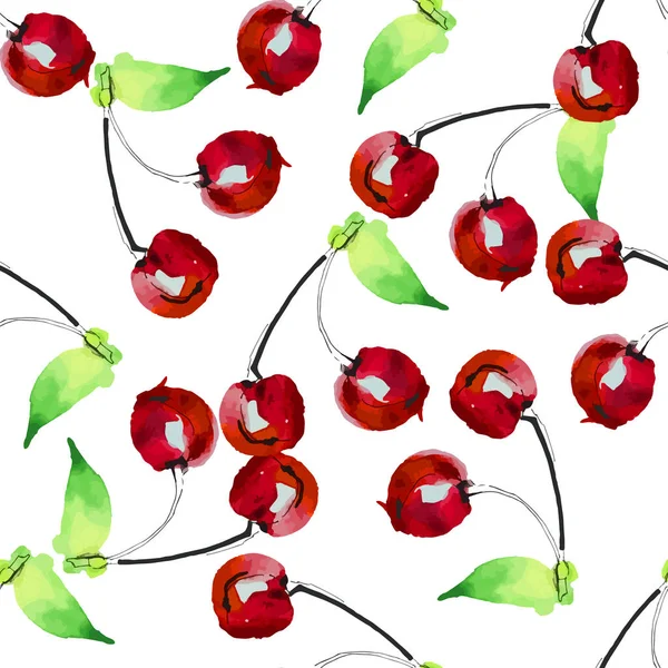 Illustrazione vettoriale modello senza soluzione di continuità un cherrys sul colore bianco — Vettoriale Stock