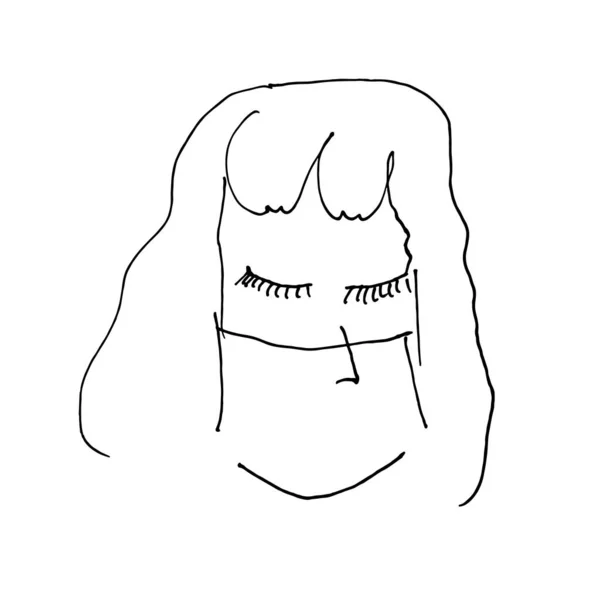 Cara de mujer en máscara estilo dibujado a mano aislado en blanco — Vector de stock