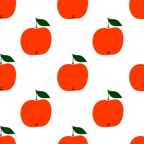 Illustrazione vettoriale senza soluzione di continuità mela rossa su bianco — Vettoriale Stock