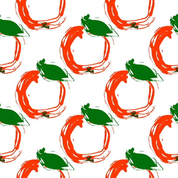 Illustration vectorielle motif sans couture pomme rouge sur blanc — Image vectorielle
