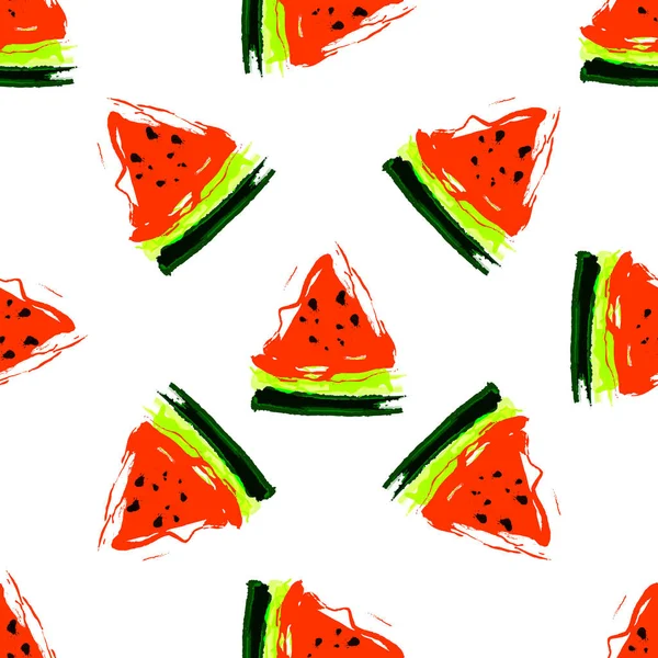 Varrat nélküli minta vektor illusztráció görögdinnye fehér — Stock Vector
