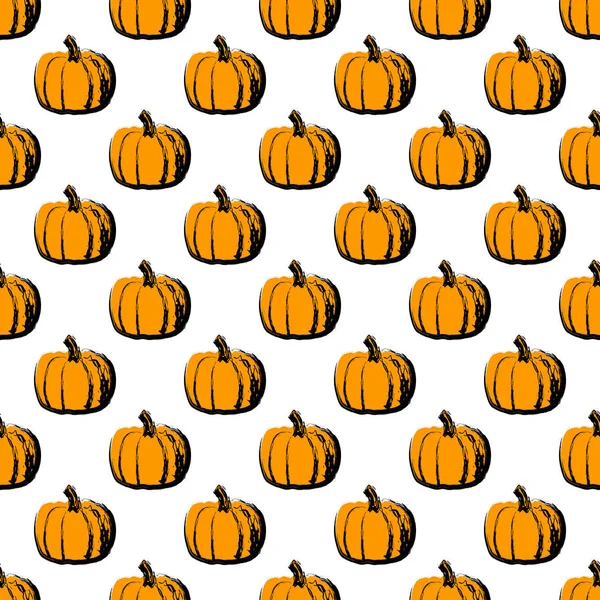 PumpkinVector nahtlose Musterillustration von Kürbissen auf einem weißen — Stockvektor