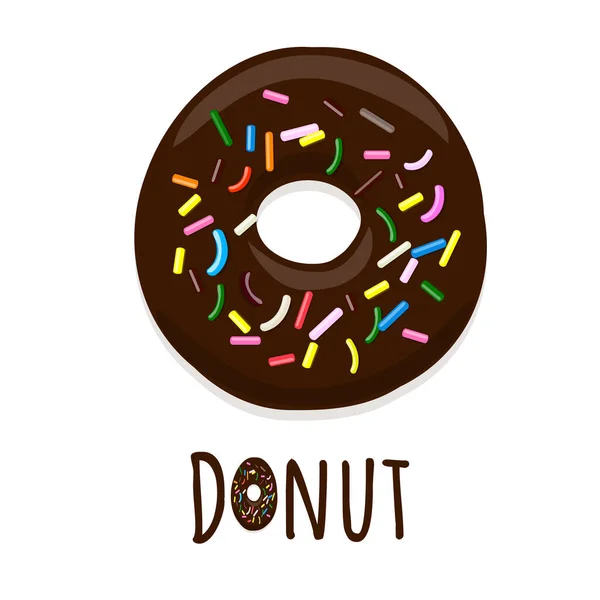 Vektor-Illustration von Donut in Schokoladenglasur auf einem weißen — Stockvektor