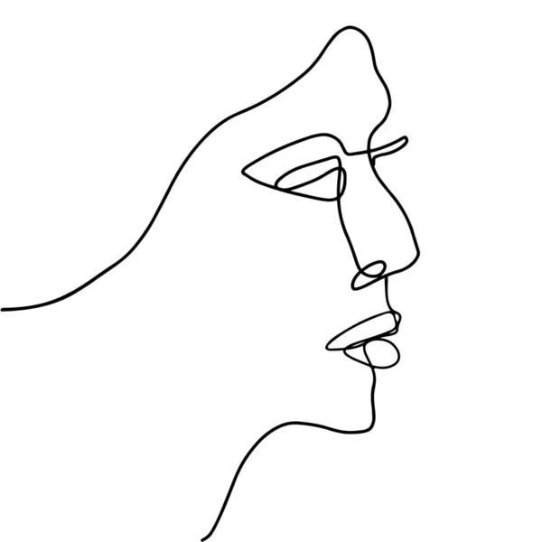 Vektor illustration kvinnligt ansikte i linje konst stil isolerad på vitt — Stock vektor
