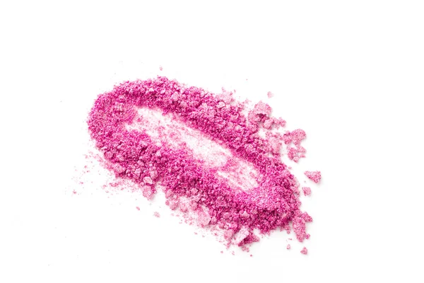 Multicolored crushed eyeshadows with brush isolated on white background. — Stock Photo, Image