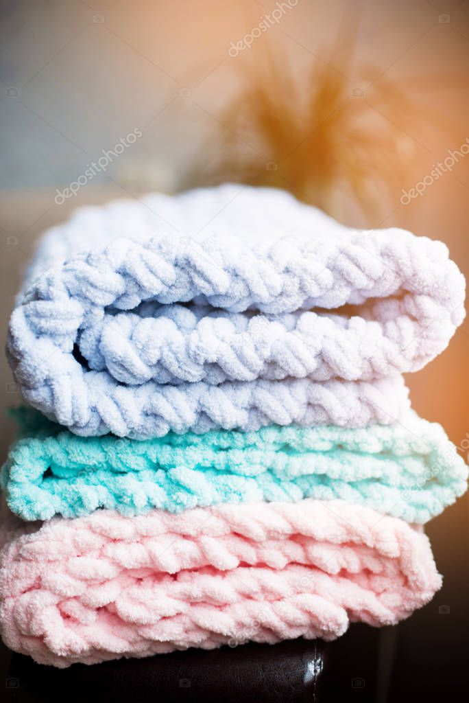 Plush and very soft coarse plaids. Blankets for beds, blankets
