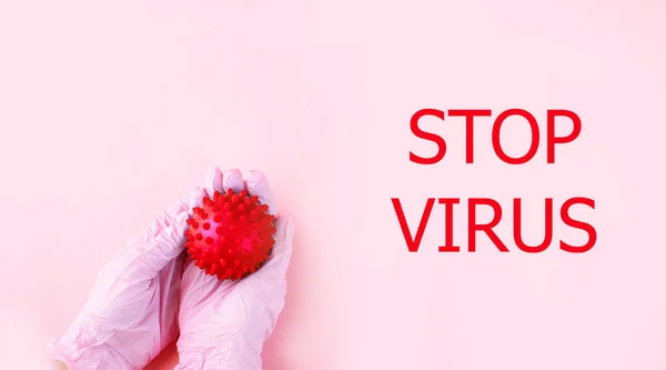 Malattia Coronavirus Nome Covid Fermare Virus Sfondo Rosa — Foto Stock