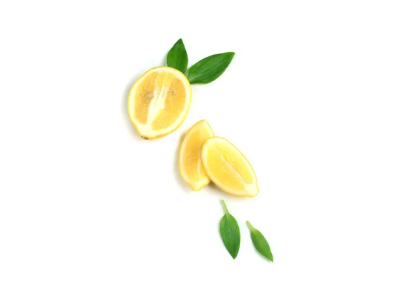 Sammlung Frischer Gelber Zitronen Isoliert Auf Weißem Hintergrund Set Aus — Stockfoto