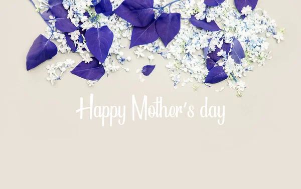 Feliz Día Madre Flores Hojas Lila Teñidas Lugar Para Texto — Foto de Stock