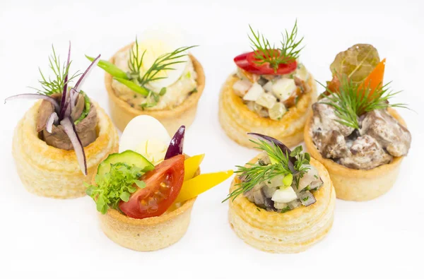Mini Canape with meat and vegetables — Stock Photo, Image