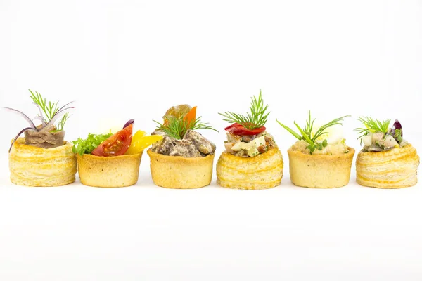 Mini canapé com carne e legumes — Fotografia de Stock