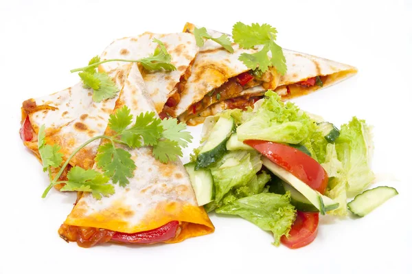 Mexican dish and a salad — Stock Photo, Image