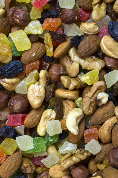 Achtergrond mix van noten en rozijnen — Stockfoto
