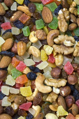 Arka plan mix kuru üzüm ve fındık