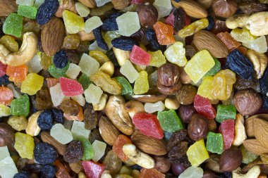 Arka plan mix kuru üzüm ve fındık