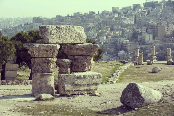 Руины древней цитадели в Аммане — стоковое фото