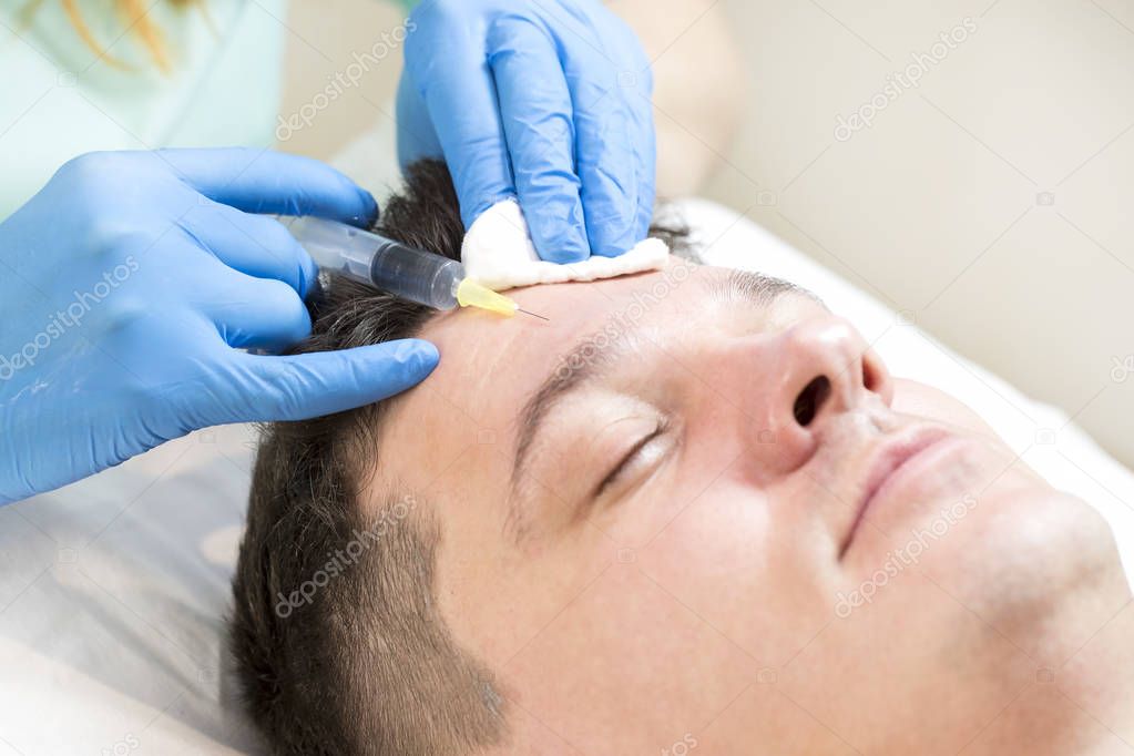 man passes a course of mesotherapy
