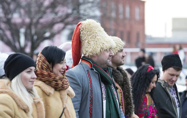 Raditional celebration carnival costume show in the town square — Stock Photo, Image